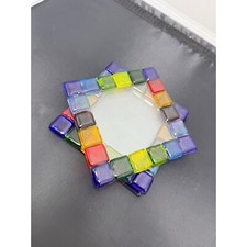 Porta-copos de vidro em mosaico coloridos quadrados conjunto exclusivo de 3 comprar usado  Enviando para Brazil