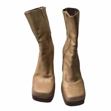 Bota Candies 90’s Y2K Vintage Plataforma Couro Robusto Zíper Lateral Bege Feminina 8.5 comprar usado  Enviando para Brazil