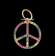 Linda joia pingente amuleto de prata esterlina 925 safira multi paz, presente comprar usado  Enviando para Brazil