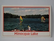 Cartão postal windsurf no lago Minocqua Wisconsin barco panorâmico lago comprar usado  Enviando para Brazil