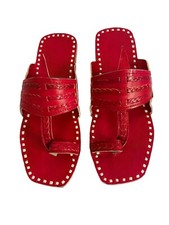Usado, Sandálias femininas de couro vermelho chinelos sapatos feitos à mão indiano Kolhapuri chinelos comprar usado  Enviando para Brazil