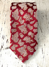 Gravata Palio masculina clássica vermelha com estampa paisley dourada 100% seda comprar usado  Enviando para Brazil