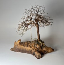 John Woolfolk Walker obra-prima burl de carvalho e árvore de arame com escultura de balanço, usado comprar usado  Enviando para Brazil
