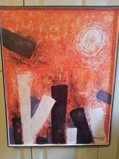 Usado, Pintura expressionista abstrata vintage grande óleo sobre tela sgnd Rosenthal 1972 comprar usado  Enviando para Brazil