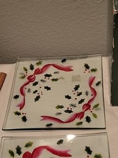 Fitas de cristal para férias da Quinta Avenida 7" prato de sobremesa de vidro conjunto com 4 pintados, usado comprar usado  Enviando para Brazil