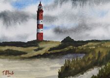 ORIGINAL AQUARELL - Leuchtturm Amrum. comprar usado  Enviando para Brazil