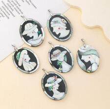 Pingente oval de prata Beautify Girls concha abalone real pedra preciosa para colar comprar usado  Enviando para Brazil