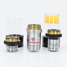Objetivas de microscópio Nikon plano 4X 0,10 10X 0,25 + óleo AO plano Achro 100X 1,25 comprar usado  Enviando para Brazil
