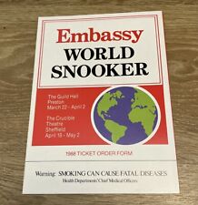Embassy snooker 1988 for sale  PRESTON
