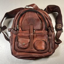 Mochila de couro marrom com vários bolsos bolsa de viagem laptop manga desgastada, usado comprar usado Mochila de couro marrom com vários bolsos bolsa de viagem laptop manga desgastada, usado comprar usado  Enviando para Brazil