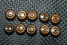 Conjunto de 10 contas tibetanas ágata velha pátina oleosa cor marfim 2 lados olhos de cabra dZi R comprar usado  Enviando para Brazil