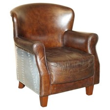 LUXUOSA POLTRONA AVIADOR TIMOTHY OULTON TINGIDA À MÃO COURO MARROM METAL REBITADO comprar usado  Enviando para Brazil