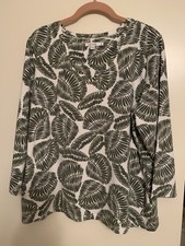 Camiseta Chico's tamanho 3 mangas 3/4 verde oliva estampa palma nova comprar usado  Enviando para Brazil