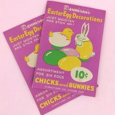 2 enfeites vintage de ovos de Páscoa de papel emborrachado Dennisons dos anos 1930/40 filhotes coelhos selados  comprar usado  Enviando para Brazil