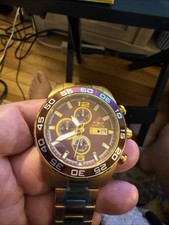 Invicta relógio masculino Specalt cronógrafo mostrador marrom pulseira de aço dourado 13676 Need Batt comprar usado  Enviando para Brazil