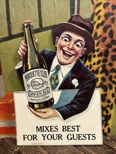 Placa vintage c. 1930 marquette club ginger ale coca cola 7up pepsi laranja crush comprar usado  Enviando para Brazil