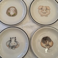 Usado, Lote de 4 placas laterais de porcelana vintage Arthur Wood animais “de volta à frente” 8” comprar usado  Enviando para Brazil