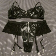 Black pvczip bra for sale  CARNOUSTIE