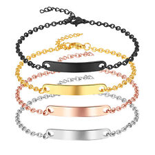 As Mulheres Personalizado Aço Inoxidável Polido Pulseira de Corrente Presente GRAVADO PERSONALIZADO comprar usado  Enviando para Brazil