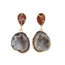 Usado, Lindos brincos de cristal geodo druso mohave cobre turquesa folheados a ouro comprar usado  Enviando para Brazil