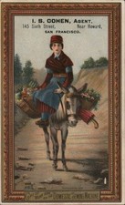 Cartão comercial I. S. Cohen, agente, máquina de costura doméstica, burros de São Francisco H.A.B comprar usado  Enviando para Brazil