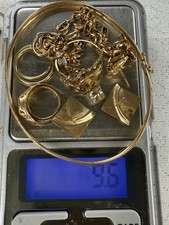 LOTE REAL DE JOIAS DE SUCATA DE OURO MACIÇO 14K E 10K USÁVEIS PULSEIRAS DE ANÉIS 9,6 G comprar usado  Enviando para Brazil