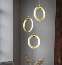 Candelabros LED modernos com pingente de ouro 3 anéis reguláveis 18W 6000K ajustável comprar usado  Enviando para Brazil