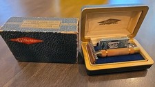 Raro juego de navaja Gillette Bostonian Gold años 20 con estuche y hojas y caja original segunda mano  Embacar hacia Mexico