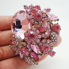 Nueva Moda Bonita Flor Rosa Hoja Colgante Broche Prendedor Estrás Cristal segunda mano  Embacar hacia Mexico