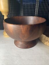 Tigela de pedestal de madeira virada MCM vintage anos 60~fruta~peça central~madeira vermelha~patina 7” presente comprar usado  Enviando para Brazil