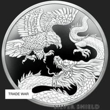1 oz. 2025 TRADE WAR Silver Shield Mini-Mintage provas .999 prata fina comprar usado  Enviando para Brazil