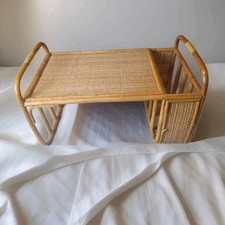 Antigo Mcm vime bambu rattan pano de grama café da manhã bandeja de cama rack anos 70 comprar usado  Enviando para Brazil