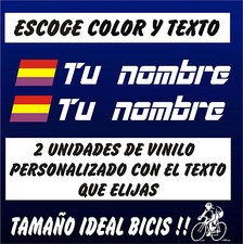 2 PEGATINAS PERSONALIZABLES BANDERA REPUBLICA ESPAÑA CON NOMBRE BICI BIKE VINYL  comprar usado  Enviando para Brazil