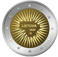 Lituanie 2 euro 2025 - La Défense UNC, używany na sprzedaż  Wysyłka do Poland