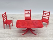Móveis Aliados MESA DE PEDESTAL 1940 50s 3 cadeiras vermelho escuro casa de bonecas mármore comprar usado  Enviando para Brazil