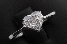 Pierścionek z diamentem serce 0,89 ct najlepszy kolor rzeka d soliter IGI exp. Białe złoto 750 - na sprzedaż  Wysyłka do Poland