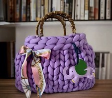 Grobstrick tasche bambushenkel gebraucht kaufen  München