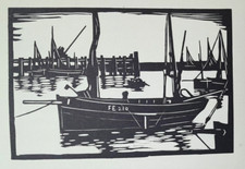 WILKINSON FOLKESTONE TRAWLER PRINT Navio Barcos Barcos Barcos Xilogravura C1922, usado comprar usado  Enviando para Brazil
