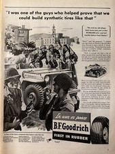 1943 Willy’s Jeep & B.F. Goodrich pneus anúncio impresso ilustrado, Segunda Guerra Mundial, Pearl Harbor comprar usado  Enviando para Brazil