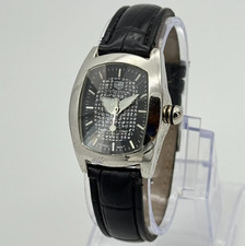 Relógio feminino CHARLES DUMONT cristal facetado tom prata, couro preto, 30mm comprar usado  Enviando para Brazil
