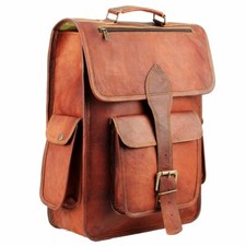 Mochila de couro real viagem casual laptop escritório mensageiro escola bolsa colagem comprar usado  Enviando para Brazil