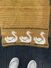Conjunto de tampa e tapete de vaso sanitário vintage de crochê Swans anos 70 anos 80 Cottage Core Vovó comprar usado  Enviando para Brazil