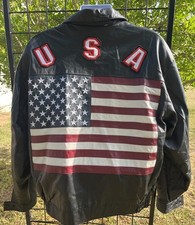 Jaqueta bombardeiro de couro americana vintage bandeira americana GG comprar usado  Enviando para Brazil