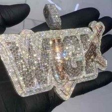 Pingente de carta personalizado de moissanita real corte redondo 8,00 ct folheado a ouro branco 14K, usado comprar usado  Enviando para Brazil