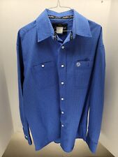 Camisa masculina Wrangler George Striat Collection grande azul ocidental manga longa  comprar usado  Enviando para Brazil