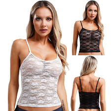 Blusa regata feminina transparente alça de ombro colete confortável renda macia, usado comprar usado  Enviando para Brazil