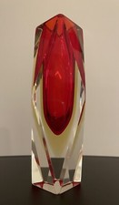 Usado, Vaso amarelo facetado vermelho vintage MCM Mandruzzato Murano autêntico assinado Sommerso comprar usado  Enviando para Brazil
