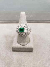 Vitrines A 1.14CT corte esmeralda verde esmeralda e anel design cúpula CZ brilhante 4.32CT comprar usado  Enviando para Brazil