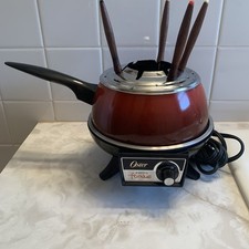 OLLA FONDUE ELÉCTRICA OSTER 701-01A ANTIADHERENTE VINTAGE CON 4 HORQUILLAS ~ Hecha en EE. UU.  segunda mano  Embacar hacia Mexico