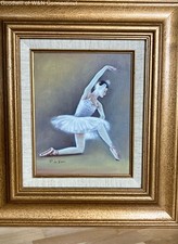 Pintura a óleo de bailarina dançarina cisne por desenho de P. Wilson comprar usado  Enviando para Brazil